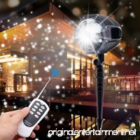 LED Projector Light  Elfeland LED Snowflake Light Landscape Motion Projection Light White Snowfall Spotlight for Wedding Holiday Dating Party Home Decoration Yard Garden (Waterproof Remote Control) - B076TD68BD