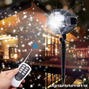 LED Projector Light Elfeland LED Snowflake Light Landscape Motion Projection Light White Snowfall Spotlight for Wedding Holiday Dating Party Home Decoration Yard Garden (Waterproof Remote Control) - B076TD68BD