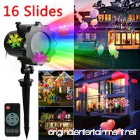 LED Projector Light OKPOW Waterproof Landscape Snowflake Spotlight with 16 Interchangeable Slides for Christmas Halloween Birthday Wedding Party Outdoor Indoor Home Decor - B074L4BL69