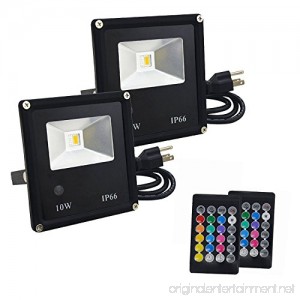 CNSUNWAY 10W RGB Warm White LED Flood Lights IP66 Waterproof Outdoor Color Changing LED Security Light 14 Colors 4 Modes Wall Washer Stage Lighting Floodlight with Remote Control US 3-Plug (2-Pack) - B074R9TZDM