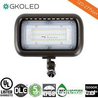 GKOLED 45W Outdoor Security LED Flood Lights  Waterproof  150W PSMH Equivalent  5400 Lumens  5000K Daylight White  70CRI  UL-Listed & DLC-Qualified  1/2" Adjustable Knuckle Mount  5 Years Warranty - B06VWS37LG