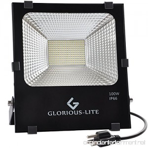 GLORIOUS-LITE LED Flood Light 100W(500W Halogen Equiv) IP66 Waterproof Outdoor Work Lights 6500K Daylight White 8000lm 110V - B071HGY6KF