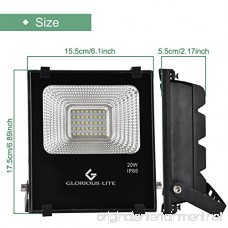 Glorious-LITE LED Flood Light 20W(100W Halogen Equiv) Outdoor Led Floodlight IP66 Waterproof Outdoor Work Lights 6500K Daylight White 1600lm 110V(with Plug) - B071YVGLDN