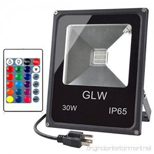 GLW LED RGB Flood Light Stage Lighting 30W Outdoor Color Changing Lights With Remote Control IP65 Waterproof Dimmable Wall Washer Light Flood Lamp 16 Colors 4 Modes with US 3-Plug - B015XW8128