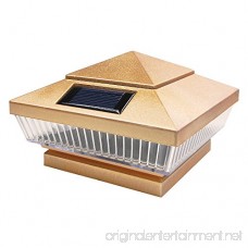 iGlow 4 Pack Copper Outdoor 4 x 4 Solar 5-LED Post Deck Cap Square Fence Light Landscape Lamp PVC Vinyl Wood Bronze - B01M1C9X45