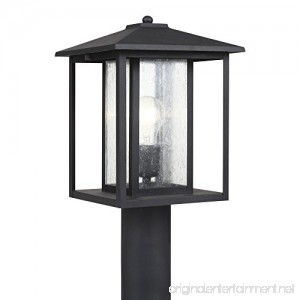 Sea Gull Lighting 82027-12 Hunnington One-Light Outdoor Post Lantern with Clear Seeded Glass Panels Black Finish - B00BUROB4S
