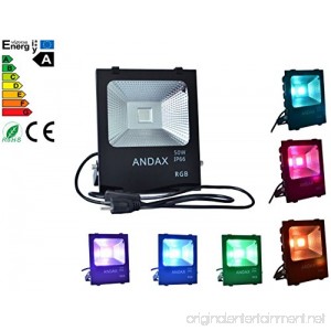 50W RGBLED Flood Lights ANDAX Black IP66 RGB Flood Light 16 Colors and 4 Modes. Waterproof Outdoor Security Lights.Remember Remember Off Lights Color (RGB-50W) - B07892YYFL
