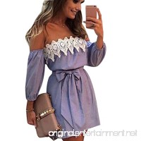 AmyDong Ladies Dress  Summer Striped Off Shoulder Ruffle Dress with Belt Blue - B078Y8P6FG