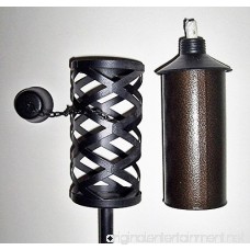 Aunt Chris' Products - Outdoor Tiki Torch - Clamp-on-Railing - Diamond Shape Design - Refillable Steel Canister - Dark Bronze Color - 30 Inches Tall - Great For Decks Or Patios! - B06XWMS9ZD