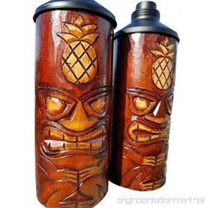 CUSTOM HANDCARVED & CHISELED PINEAPPLE DESIGN TABLE TOP TIKI TORCHES WITH FREE METAL CANNISTERS INCLUDED! - B076FQ9V7P