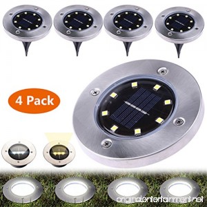 Mexidi 2018 Upgraded Outdoor Solar Lights 4 Pack 8-LED Waterproof Landscape Disk Lighting LED Walkway Lamp Dusk to Dawn Auto On/Off for Garden Pathways Patio Driveway (1 Pack White Light) - B07FM4LGN9