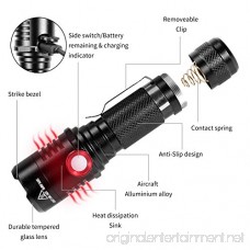 Rechargeable Tactical 18650 USB Flashlight Powerful Cree XML2 Led Flashlights Stepless Dimming Bright 1500 Lumens Waterproof Torch Light Intelligent Power Indicator Battery+Charge Cable Included - B07CZHQ3MG
