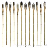 Set of 12 Bamboo Tiki Torches Tiki-Style Metal Oil Canister 48" Length By Tzipco - B01LXU987G