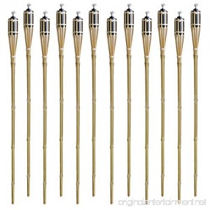 Set of 12 Bamboo Tiki Torches Tiki-Style Metal Oil Canister 48 Length By Tzipco - B01LXU987G