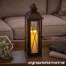 Smart Design STI84036LC Siena Metal Lantern with LED Candle 16-Inch Tall Antique Brown Finish Includes Realistic Candle Powered By One Amber LED Suitable For Both Indoor And Outdoor Use - B00M27Q9N6