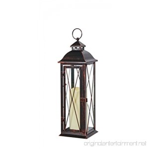 Smart Design STI84036LC Siena Metal Lantern with LED Candle 16-Inch Tall Antique Brown Finish Includes Realistic Candle Powered By One Amber LED Suitable For Both Indoor And Outdoor Use - B00M27Q9N6