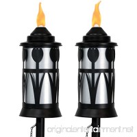 Sunnydaze Steel Outdoor Torch Jar with Tulip Design  Includes Snuffer  22- to 64-Inch Adjustable Height  Set of 2  Black/Silver - B07DW97TXD