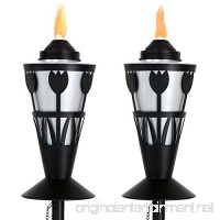 Sunnydaze Steel Outdoor Torch with Tulip Design  Includes Snuffer  24- to 66-Inch Adjustable Height  Set of 2  Black/Silver - B07DWG231W