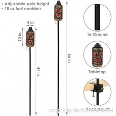 Sunnydaze Tiki Face Outdoor Lawn Patio Torch 24- to 66-Inch Adjustable Height 3-in-1 Set of 2 - B07DVP2RW6