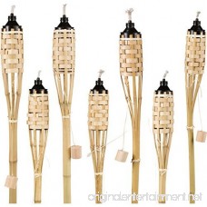 Tall Bamboo - (7 Pack) WITH CAPS Extra Long 5FT/60IN Bamboo Torches Angled Tip Large Oil Canister Long Wick - B01H6ILPKW
