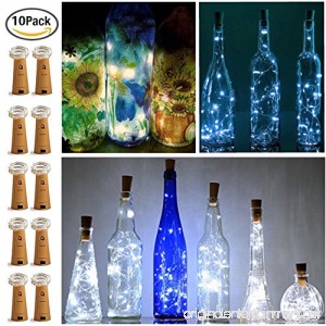 15 LED Bottle Cork String Lights Wine Bottle Fairy Mini String Lights Silver Copper Wire Battery Operated Starry lights for DIY Christmas Halloween Wedding Party Indoor Outdoor，10 pack (Cool white) - B075R6337S