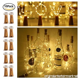 20 LED Bottle Cork String Lights Wine Bottle Fairy Mini Copper Wire Battery Operated Starry lights for DIY Christmas Halloween Wedding Party Indoor Outdoor Decoration 10 Pack (warm white) - B075R4TPZJ