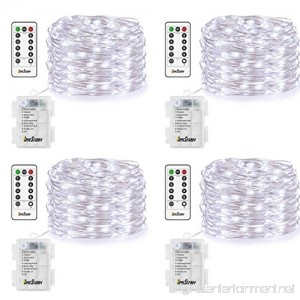 4 Pack Fairy Lights Fairy String Lights Battery Operated Waterproof 8 Modes Remote Control 50 Led String Lights 16.4ft Silver Wire Firefly lights for Bedroom Wedding Festival Decor (Cool White) - B0753YKWLY