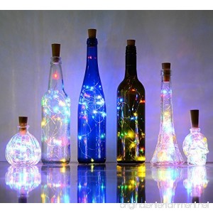 6 Pack 20-LEDS Spark Wine Bottle Light Cork Shape Battery Copper Wire String Lights for Bottle DIY Christmas Wedding and Party Décor (Colorful) - B075JGKJK7