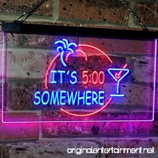 AdvpPro 2C It's 5 pm Somewhere Bar Beer Cocktails Dual Color LED Neon Sign Blue & Red 12 x 8.5 st6s32-i2090-br - B07CXXJDTD