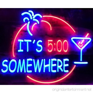 AdvpPro 2C It's 5 pm Somewhere Bar Beer Cocktails Dual Color LED Neon Sign Blue & Red 12 x 8.5 st6s32-i2090-br - B07CXXJDTD