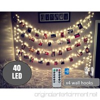 BestCircle 40 LED Photo Clip String Lights 20 Ft  Remote Control USB Powered  Free Wall Hooks  Warm White  Timer  Christmas Card  Decoration  Wedding  Party  Christmas Lightings (2018 Version) - B07C1G8PS8