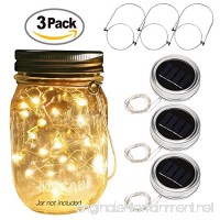 Betus Solar Powered 20 LEDs Mason Jar Lid String Lights with Hangers - Decorations for Garden  Patio Path  Christmas & Party - Warm Light (Jar NOT Included) - 3 Pack - B07CMZHD8Z
