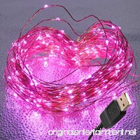BrightTouch Pink LED String Lights - 100 Fairy Lights  Powered by USB  Bendable Copper Wire 33 feet/10M - B06XGF6MPT