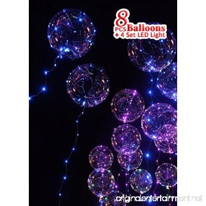 Clear LED light balloon | BoBo Balloon with Color/RGB LED string lights for Parties Decorations and Holidays| Total 8 balloons + 4 pcs 3 meters string light. - B077L5939X