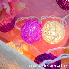 COTW Handmade Rattan Ball Decorative String Light Cute Romantic Beauty 3 Meters 20 Leds Light For Bedroom Holiday Festival Birthday Party--Purple And White - B076PD4Q73
