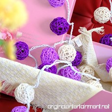 COTW Handmade Rattan Ball Decorative String Light Cute Romantic Beauty 3 Meters 20 Leds Light For Bedroom Holiday Festival Birthday Party--Purple And White - B076PD4Q73