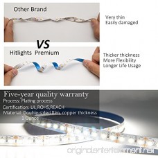 HitLights Cool White LED Light Strip Premium High Density 3528-16.4 Feet 600 LEDs 5000K 164 Lumens per Foot. UL-Listed. 12V DC Tape Light - B005ST2I9O