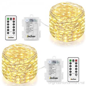 Homestarry HS-AMZ-VC-WW-01 Fairy Lights Battery 2 Pack Waterproof 8 Modes 66 Leds 16.4 ft Silver with Remote for Outdoor Garden Patio Party Chirstmas(Warm White) - B01NCNO2L6