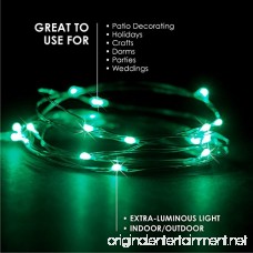 Indoor and Outdoor String Lights | Fairy Lights | 2 Sets of 15 Green Colored LED Lights for Patio Bedroom Holiday Decor etc | Battery Powered - RTGS Products - B010J5Q856