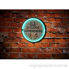 It's Five O'Clock Somewhere LED Neon Rope Sign 12 Round Bottle Cap Shaped Lights Up Via Batteries or Included USB Cable Wall Decor For Home Bar Man Cave or Garage - B0768281ZN