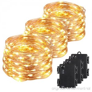 Kohree Christmas String Light Waterproof Battery Powered 100 LEDs 33ft Long Ultra Thin String Copper Wire Decor Rope Flexible Light with Timer Perfect for Weddings Tree Party Xmas 3 Packs - B01KL9KVCQ
