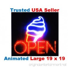 Large Open Ice Cream Cone Yogurt Signs Led Neon Business Motion Light Sign. Animated On/off Power On/off with Chain 19*19*1 Blt308 - B005J5CI56