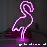 LED Neon Sign  Flamingo Lights Sign Battery/USB Operated for Birthday Party Wedding Bedroom Decorations Marquee Decor with Holder Base - B07D9KY59Z