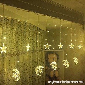 Led Star Curtain Lights Moon Star String Light 138 Leds 250CM Length with 8 modes plug in Fairy Lights Christmas Window Curtains Light for Home decoration (Warm white) - B071W167DH