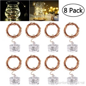 LED Starry String Lights 8PCS 6.5foot Warm White Copper Fairy Lights with 20 Micro LEDs Waterproof Battery Operated for Wedding Parties Table Decoration - B0711MTQ1N