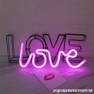 LEDES Neon Light LED Love Sign Shaped Decor Light USB or Battery Powered Wall Decor for Chistmas Wedding Valentine's Day Birthday party Kids Room Living Room Wedding- Pink - B0789FLDPW