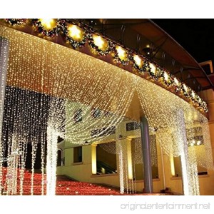 LIIDA Curtain Lights LED Twinkle Lights 9.8 x 9.8ft Warm White Curtain Icicle Lights With 8 Modes Controller for Holiday Party Outdoor Wall Wedding Decorations - B01E73MD50