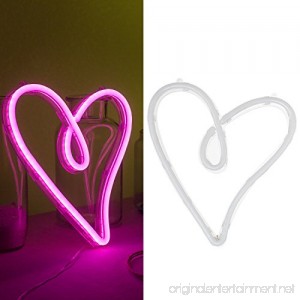 Ling's moment USB & Battery Powered Pink Heart Neon Lights Hanging Wedding Sign Novelty Decor Lights For Bedroom For Girls Women Sign For Bedroom Wedding Hawaii Party Wall Dacor Bridal Shower Summer - B073XJ6FBV