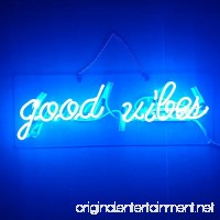 LiQi BLUE ' GOOD VIBES ' Real Glass Handmade Neon Wall Signs for Home Decor Wall Light Room Decor Home Bedroom Girls Pub Hotel Beach Cocktail Recreational Game Room （19 x 6） - B07C79YSKH
