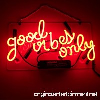 LiQi ' Good Vibes ONLY' Real Glass Handmade Neon Wall Signs for Room Decor Home Bedroom Girls Pub Hotel Beach Cocktail Recreational Game Room （14 x 8 RED） - B072V7FK54